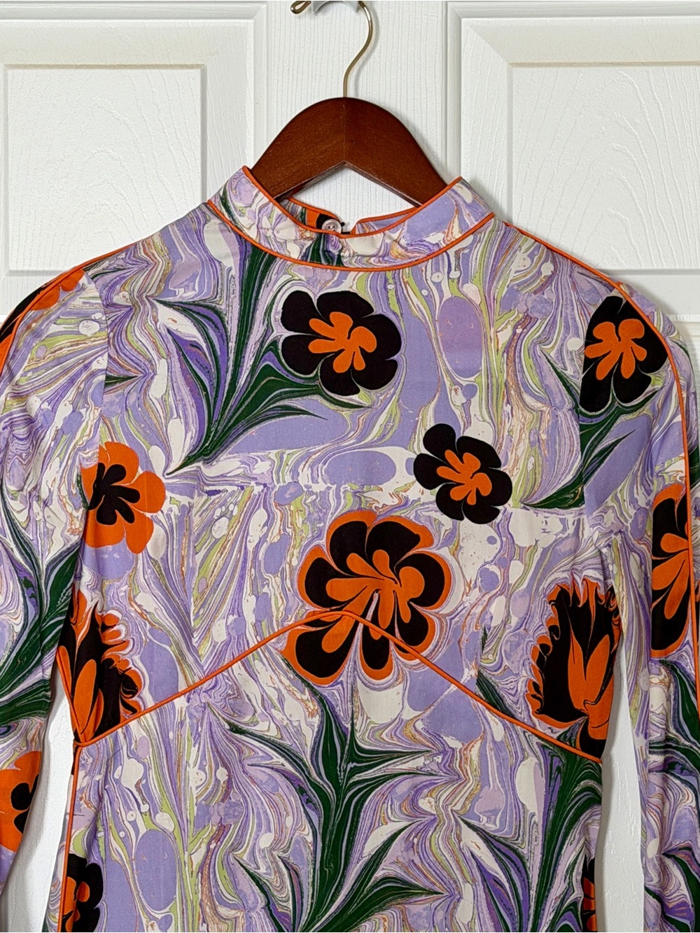 Untitled in Motion Floral Mini Dress XS Tencel Mock Neck Retro Mod NWT Summer - Picture 5 of 13